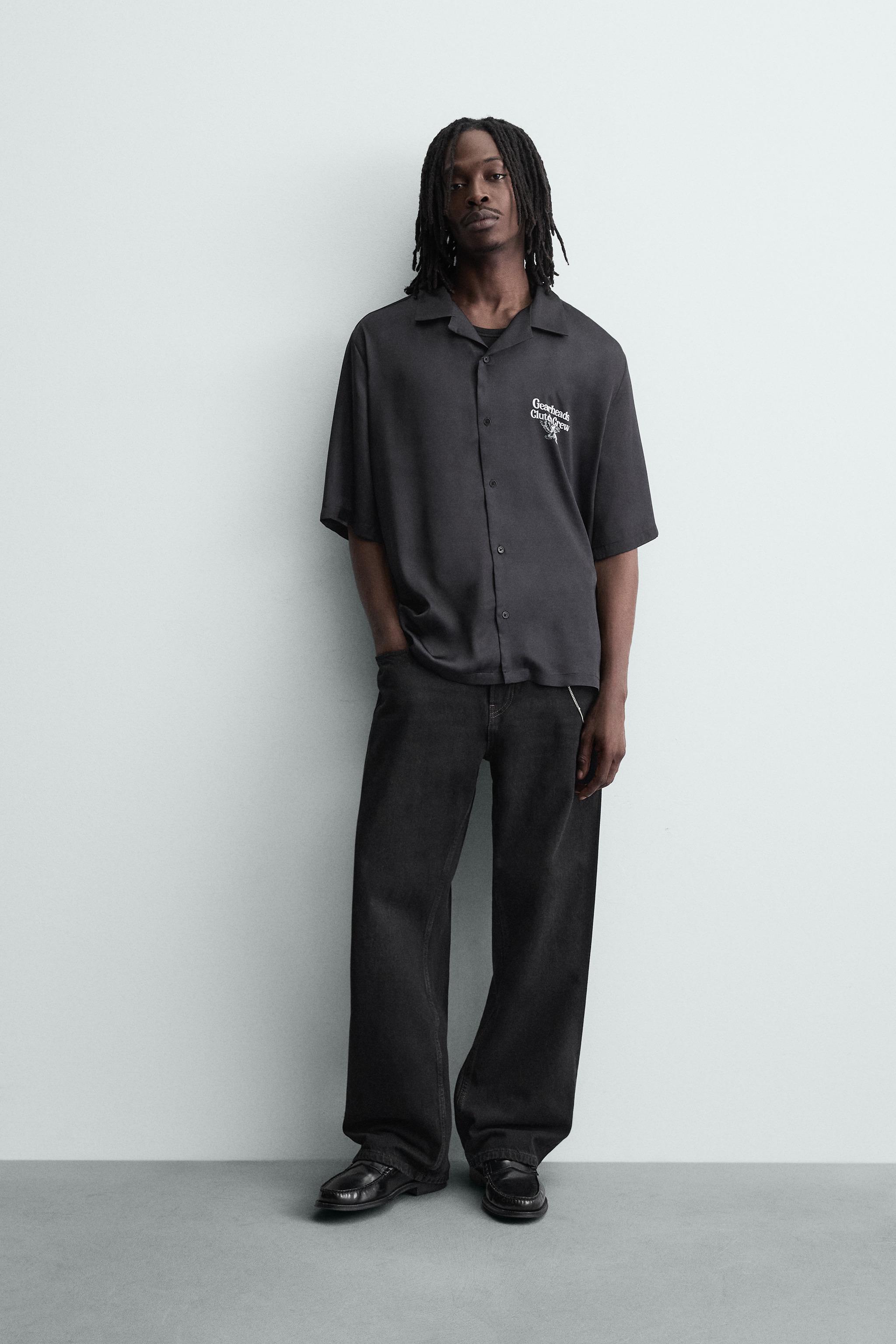 CONTRAST PRINT FLOWY SHIRT